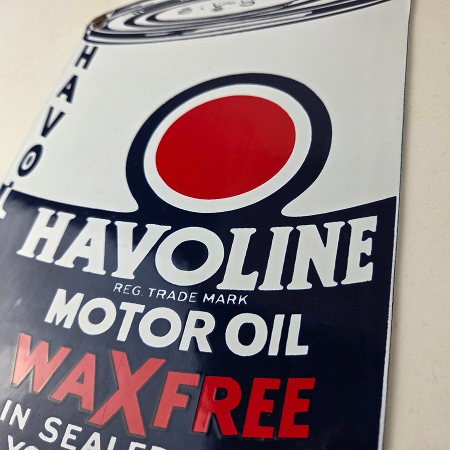 Vintage Havoline Motor Oil Sign - Motor Oil Bucket Quart Can Gas Porcelain Sign - Image 13