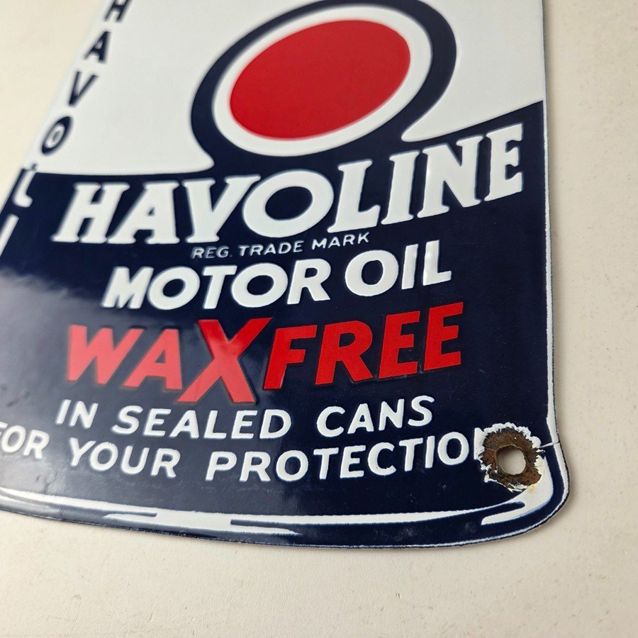 Vintage Havoline Motor Oil Sign - Motor Oil Bucket Quart Can Gas Porcelain Sign - Image 14