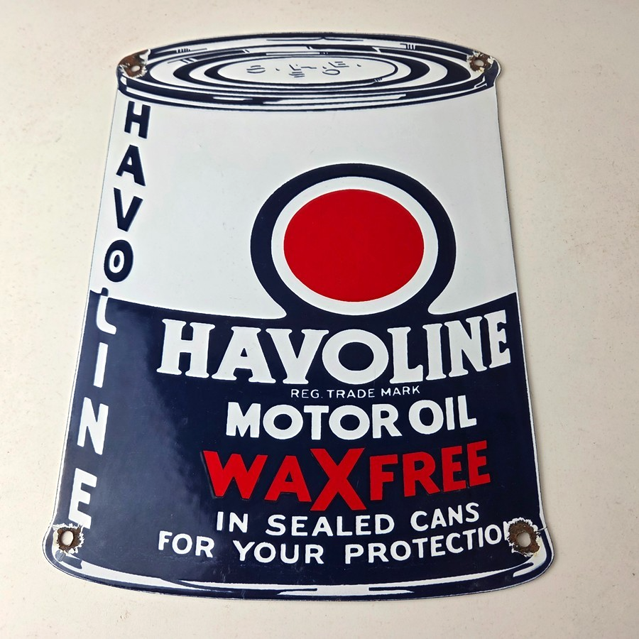 Vintage Havoline Motor Oil Sign - Motor Oil Bucket Quart Can Gas Porcelain Sign - Image 15