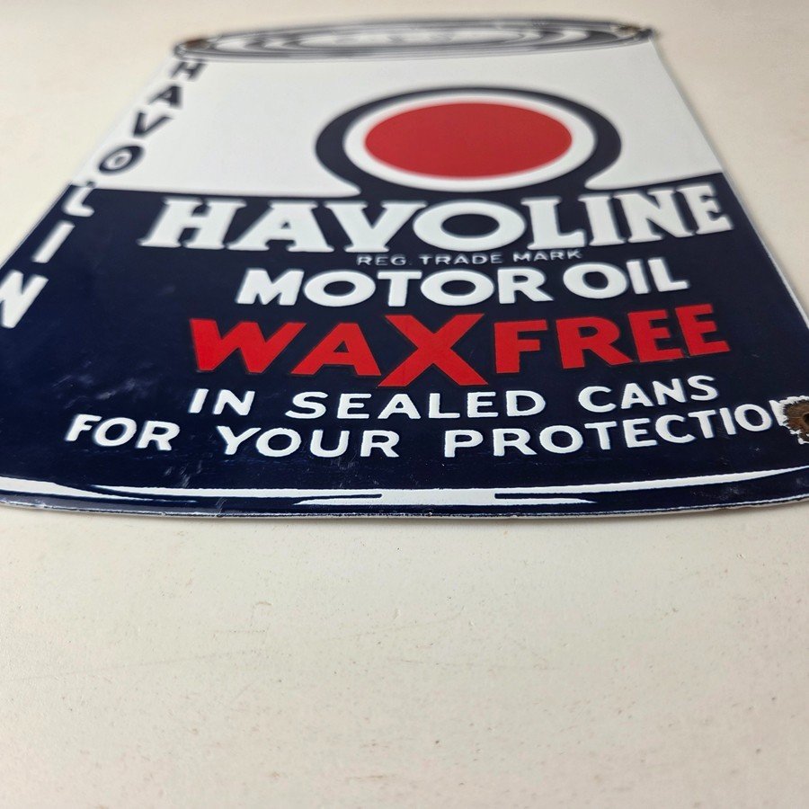 Vintage Havoline Motor Oil Sign - Motor Oil Bucket Quart Can Gas Porcelain Sign - Image 10