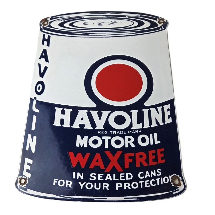 Vintage Havoline Motor Oil Sign - Motor Oil Bucket Quart Can Gas Porcelain Sign