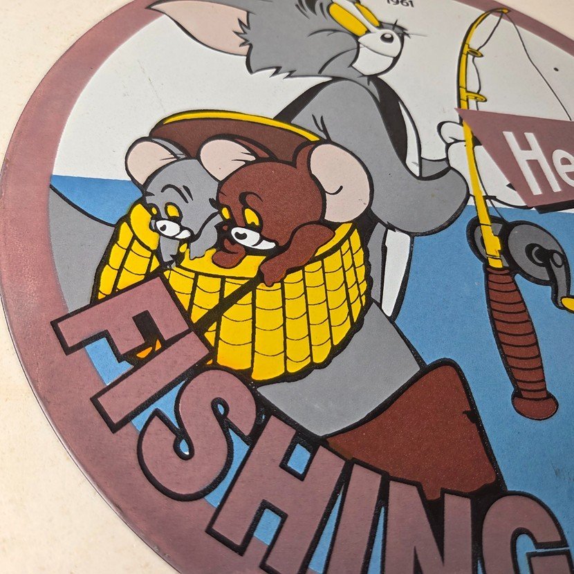 Vintage Heddon Fishing Lures Sign - Fish Tackle Gas Advertisement Porcelain Sign - Image 6