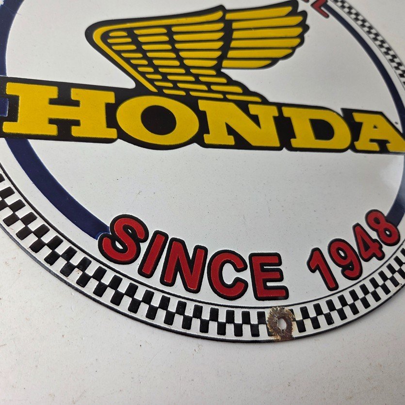 Vintage Honda Born Rebel Sign - Motorcycle Gas Pump Porcelain Sign - Image 11