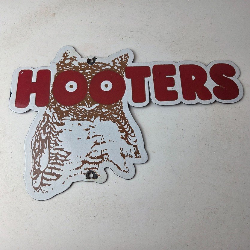 Vintage Hooters Sign - Chicken Wing Restaurant Owl Gas Pump Porcelain Diner Sign - Image 15
