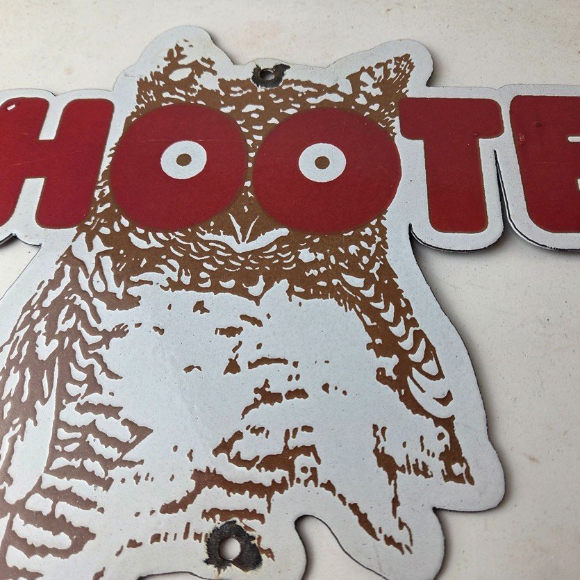 Vintage Hooters Sign - Chicken Wing Restaurant Owl Gas Pump Porcelain Diner Sign - Image 3