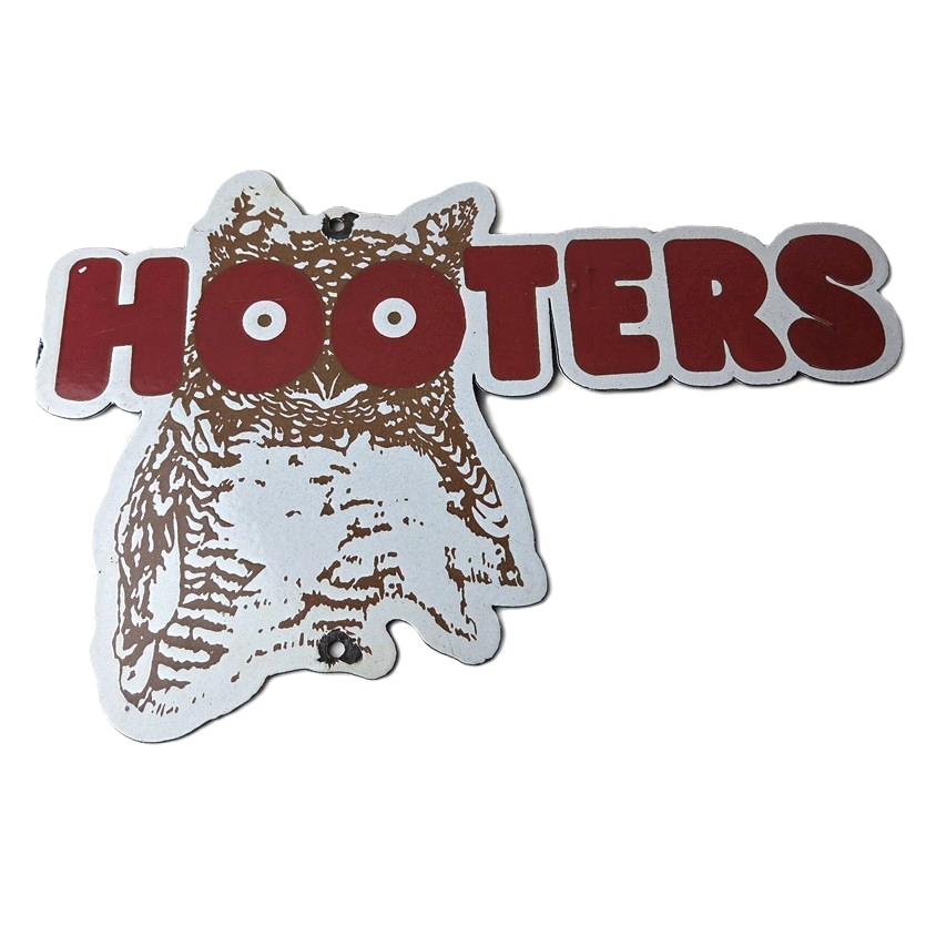Vintage Hooters Sign - Chicken Wing Restaurant Owl Gas Pump Porcelain Diner Sign