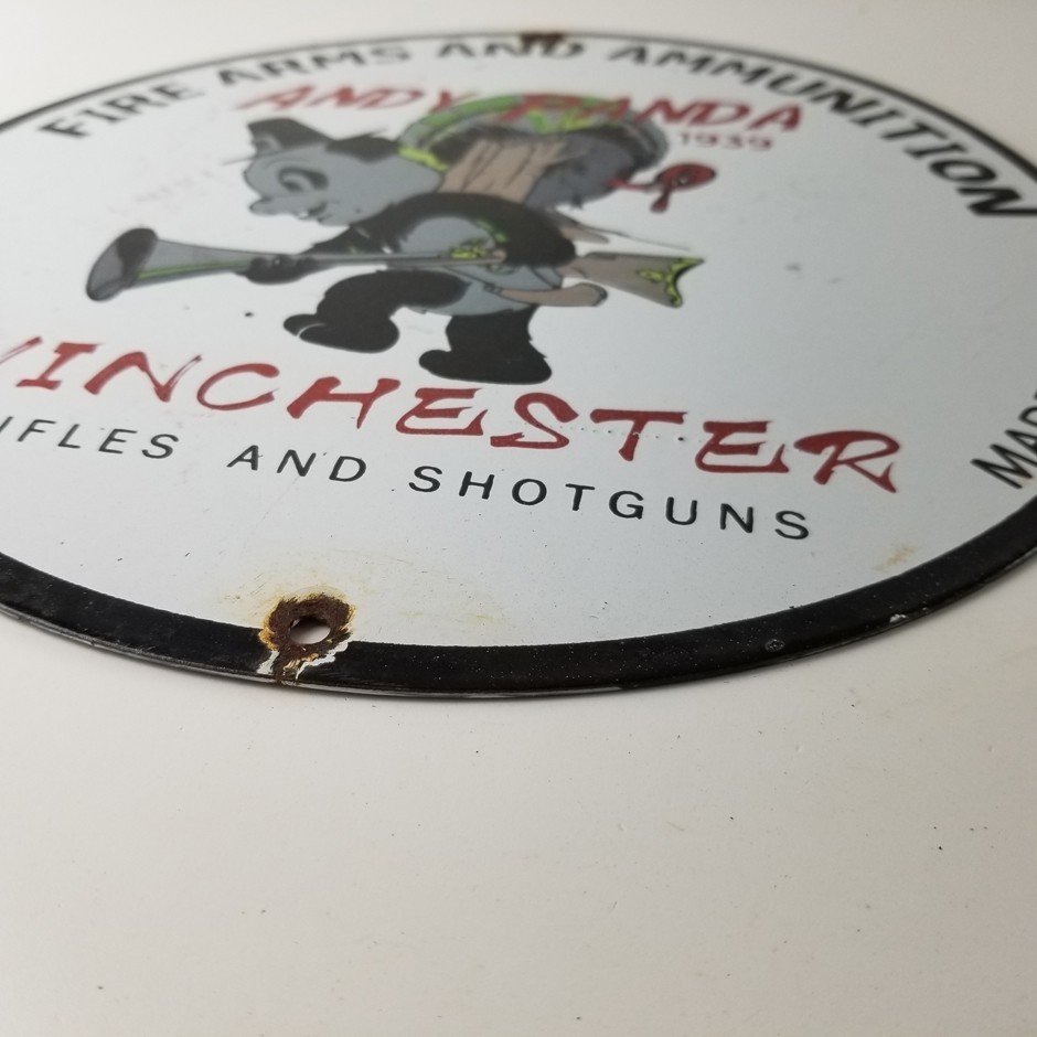 Vintage Hunting Sign - Winchester Rifles Firearms Advertisement Porcelain Sign - Image 11