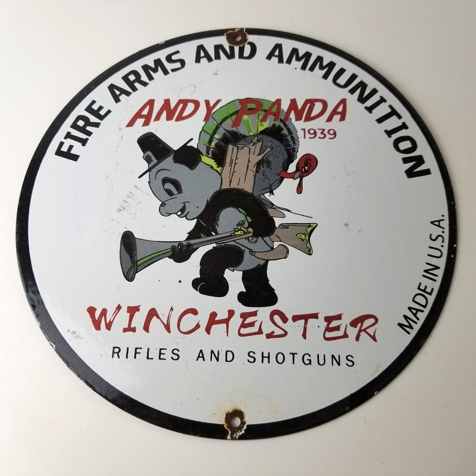 Vintage Hunting Sign - Winchester Rifles Firearms Advertisement Porcelain Sign - Image 12