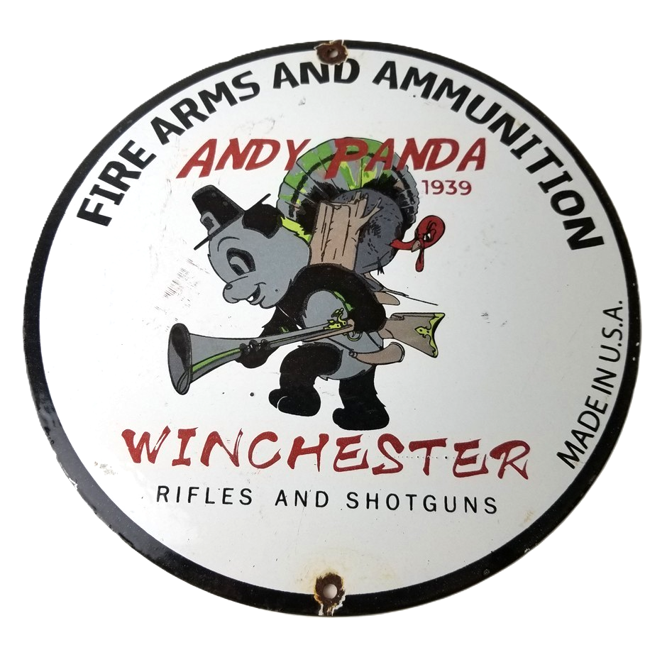 Vintage Hunting Sign - Winchester Rifles Firearms Advertisement Porcelain Sign