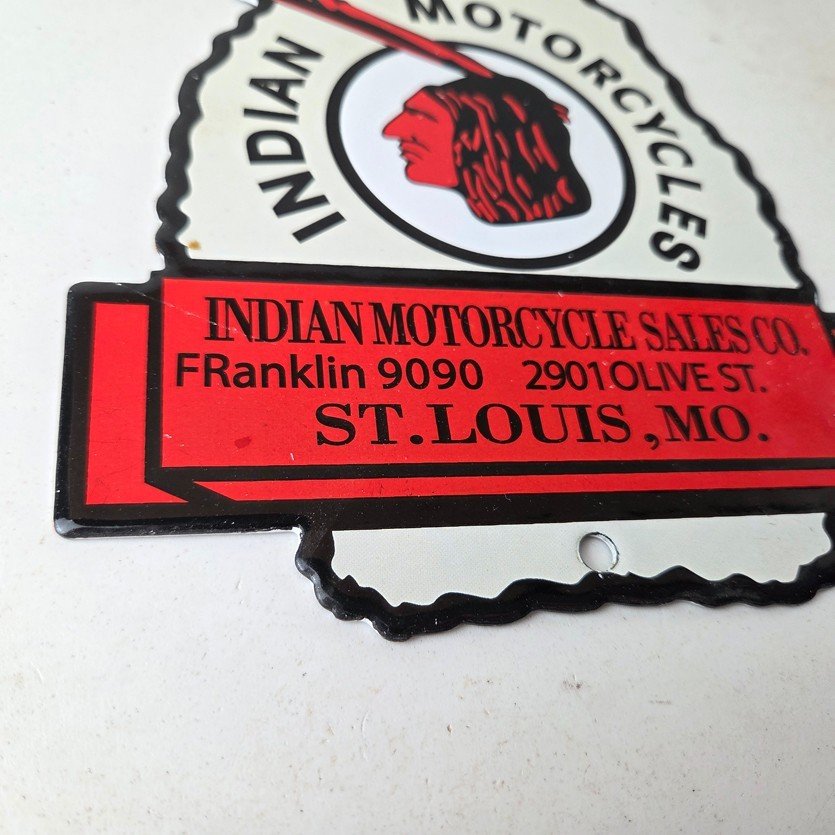Vintage Indian Motorcycles Sign - Arrow Head Porcelain Gas Pump Sales Sign - Image 11