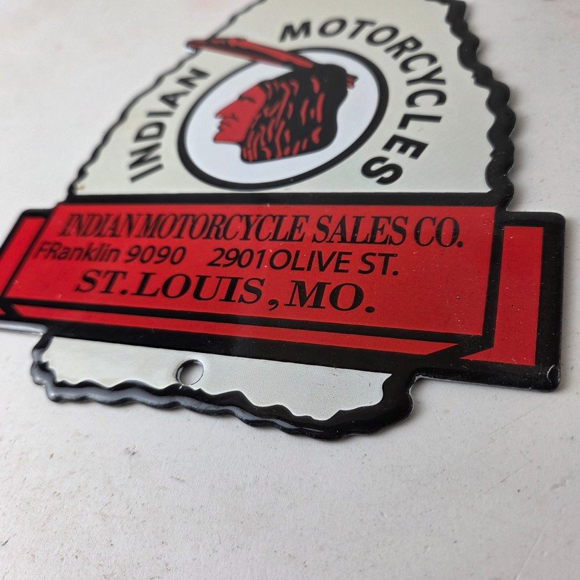 Vintage Indian Motorcycles Sign - Arrow Head Porcelain Gas Pump Sales Sign - Image 14