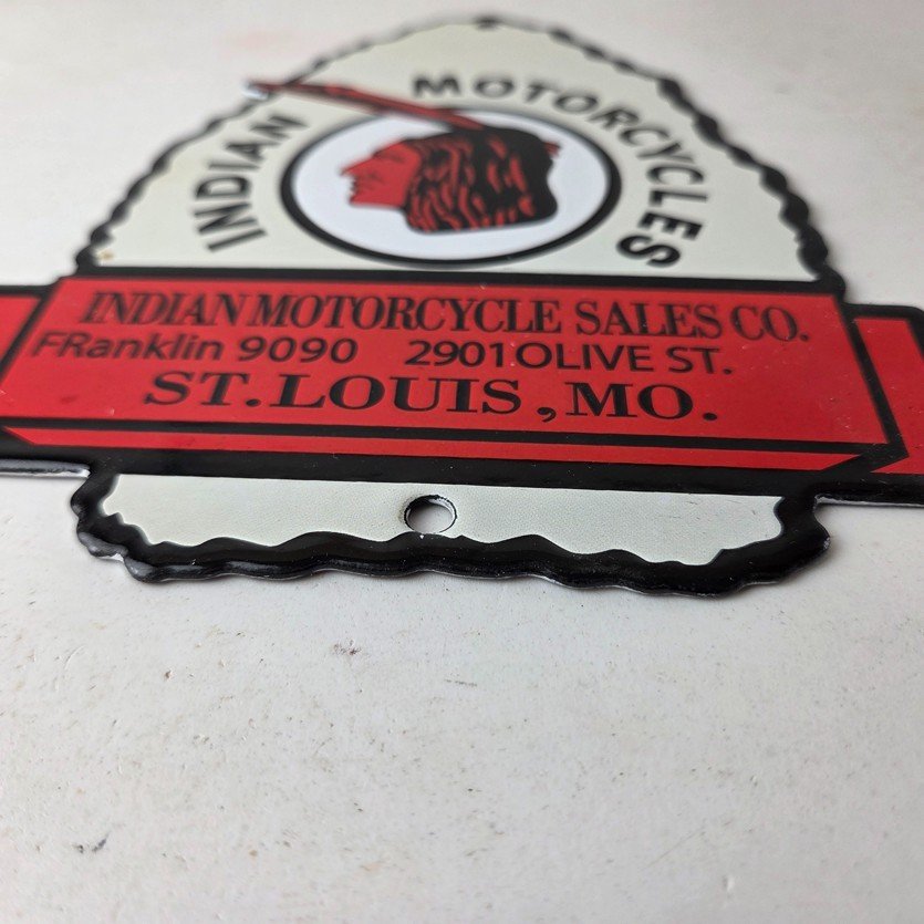 Vintage Indian Motorcycles Sign - Arrow Head Porcelain Gas Pump Sales Sign - Image 10