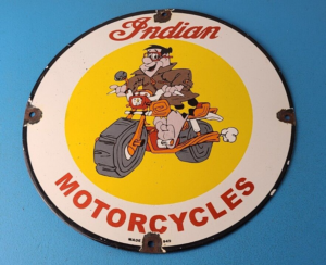 Vintage Indian Motorcycles Sign Flintstones Bike Sign Gas Pump Porcelain Sign 305859075400