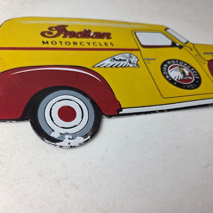 Vintage Indian Motorcycles Sign - Gas Motor Oil Truck Pump Porcelain Sign - Image 11