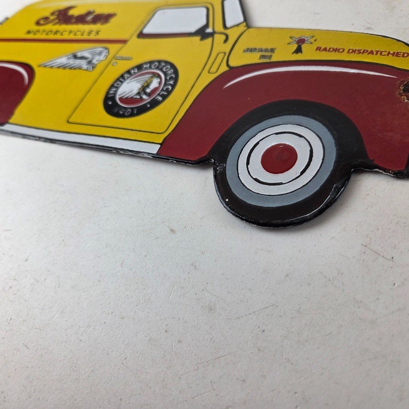 Vintage Indian Motorcycles Sign - Gas Motor Oil Truck Pump Porcelain Sign - Image 14