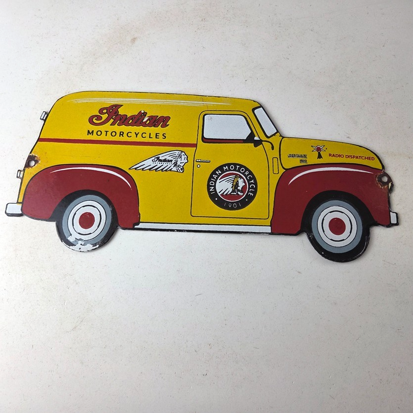 Vintage Indian Motorcycles Sign - Gas Motor Oil Truck Pump Porcelain Sign - Image 15