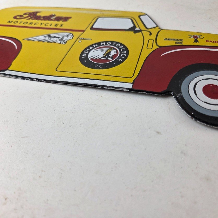 Vintage Indian Motorcycles Sign - Gas Motor Oil Truck Pump Porcelain Sign - Image 10