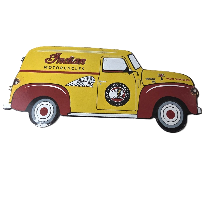 Vintage Indian Motorcycles Sign - Gas Motor Oil Truck Pump Porcelain Sign