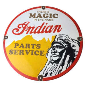 Vintage Indian Motorcycles Sign - Magic Chief Parts Service Porcelain Gas Sign