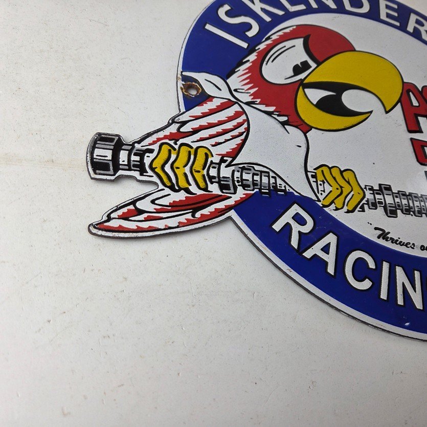 Vintage Iskenderian Racing Cams Porcelain Sign - Mod Rod Auto Gas Pump Shop Sign - Image 11