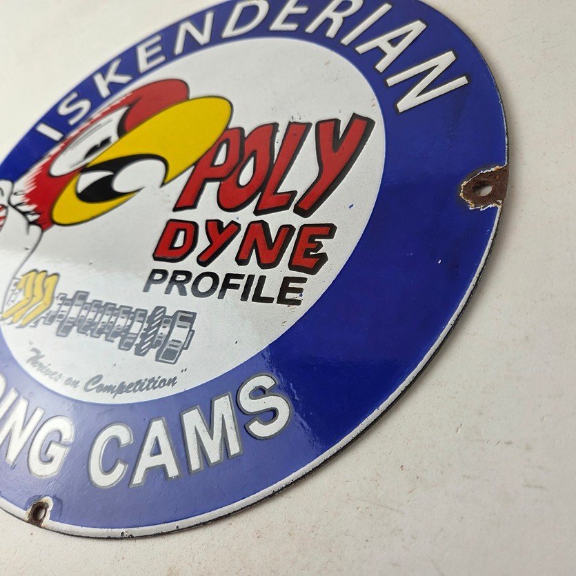 Vintage Iskenderian Racing Cams Porcelain Sign - Mod Rod Auto Gas Pump Shop Sign - Image 13