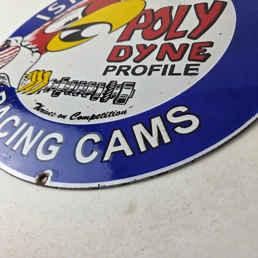 Vintage Iskenderian Racing Cams Porcelain Sign - Mod Rod Auto Gas Pump Shop Sign - Image 14