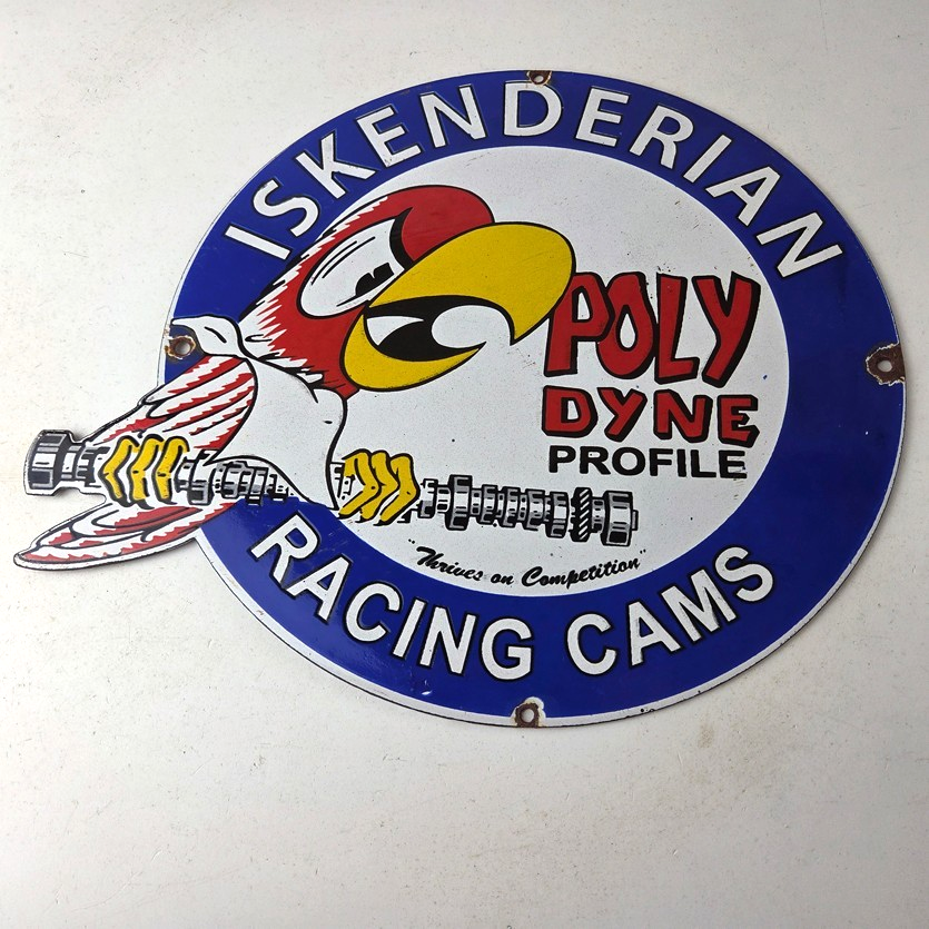 Vintage Iskenderian Racing Cams Porcelain Sign - Mod Rod Auto Gas Pump Shop Sign - Image 15