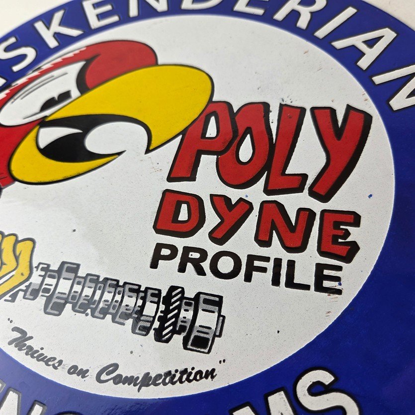 Vintage Iskenderian Racing Cams Porcelain Sign - Mod Rod Auto Gas Pump Shop Sign - Image 4