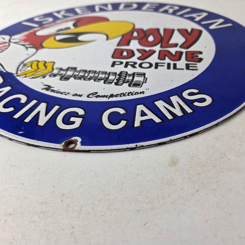 Vintage Iskenderian Racing Cams Porcelain Sign - Mod Rod Auto Gas Pump Shop Sign - Image 10