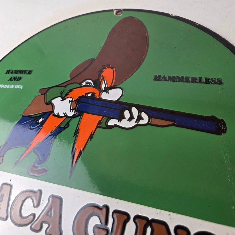 Vintage Ithaca Guns Hunter Porcelain Signs - Hammerless Every Gun Warranted Sign - Image 12