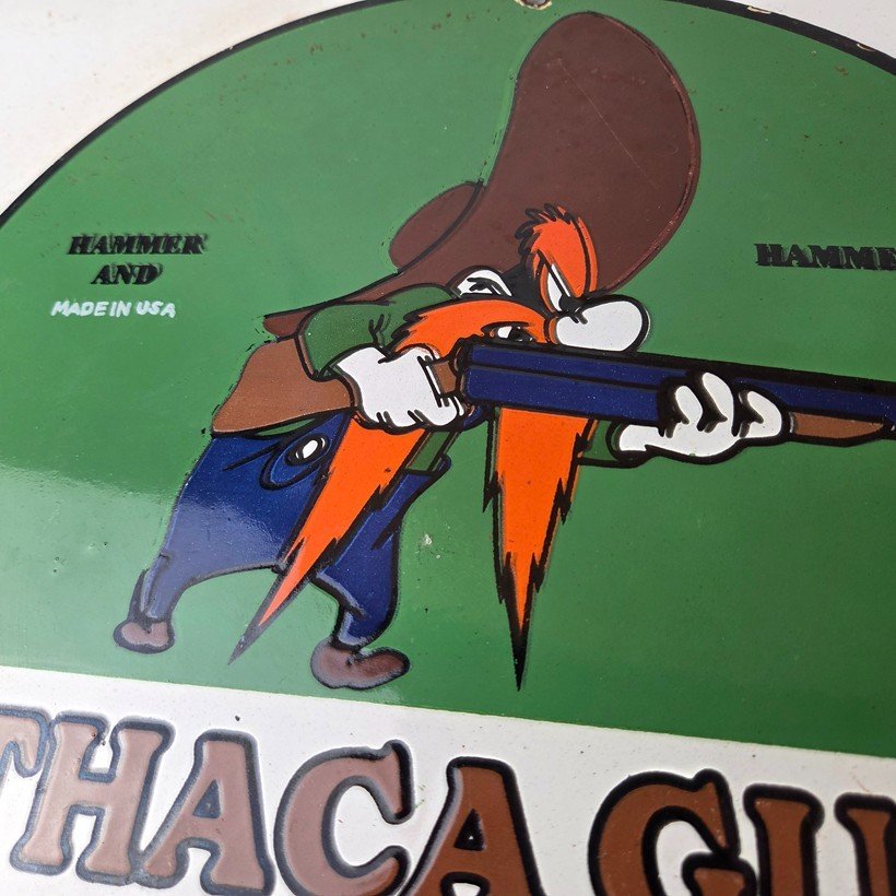 Vintage Ithaca Guns Hunter Porcelain Signs - Hammerless Every Gun Warranted Sign - Image 3