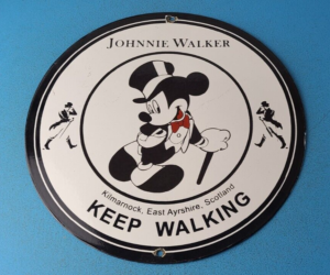 Vintage Johnnie Walker Sign Adult Beverage Tuxedo Mickey Porcelain Gas Sign 305904234160