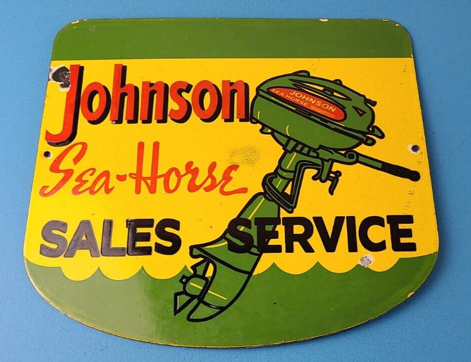 Vintage Johnson Sea Horse Sign Gas Boat Engines Outboards Porcelain Pump Sign 305838662440