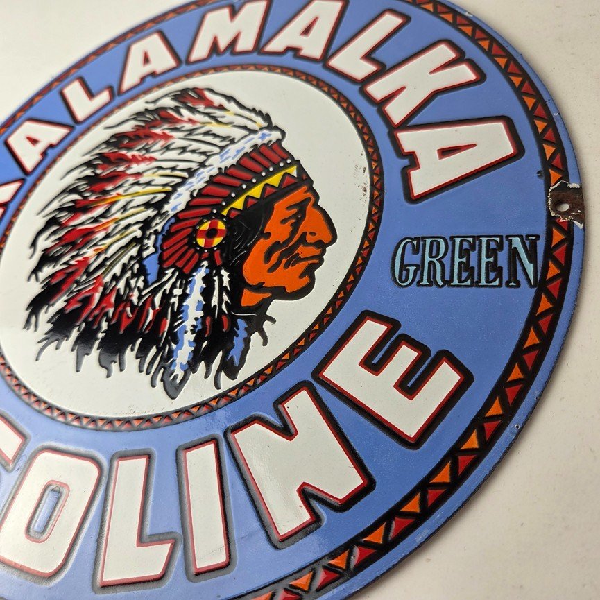 Vintage Kalamalka Gasoline Porcelain Sign - Gas Service Station Pump Sign - Image 13