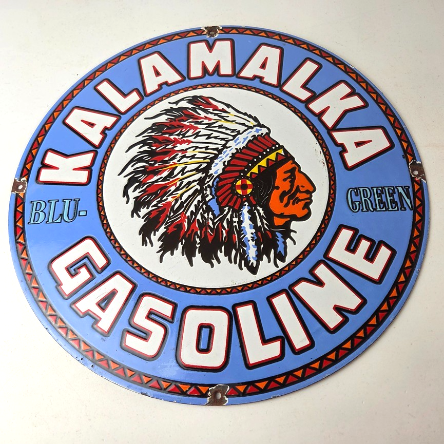Vintage Kalamalka Gasoline Porcelain Sign - Gas Service Station Pump Sign - Image 15