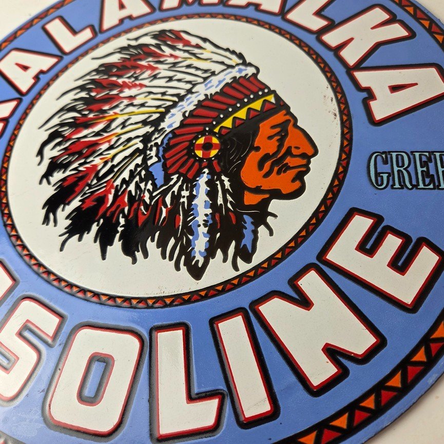 Vintage Kalamalka Gasoline Porcelain Sign - Gas Service Station Pump Sign - Image 4