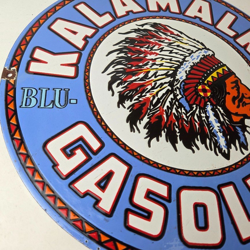 Vintage Kalamalka Gasoline Porcelain Sign - Gas Service Station Pump Sign - Image 6