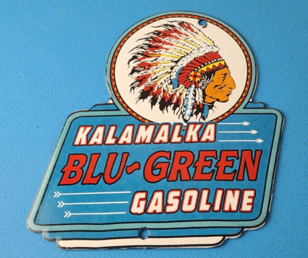 Vintage Kalamalka Gasoline Sign Gas Service Station Pump Porcelain Sign 305825619050