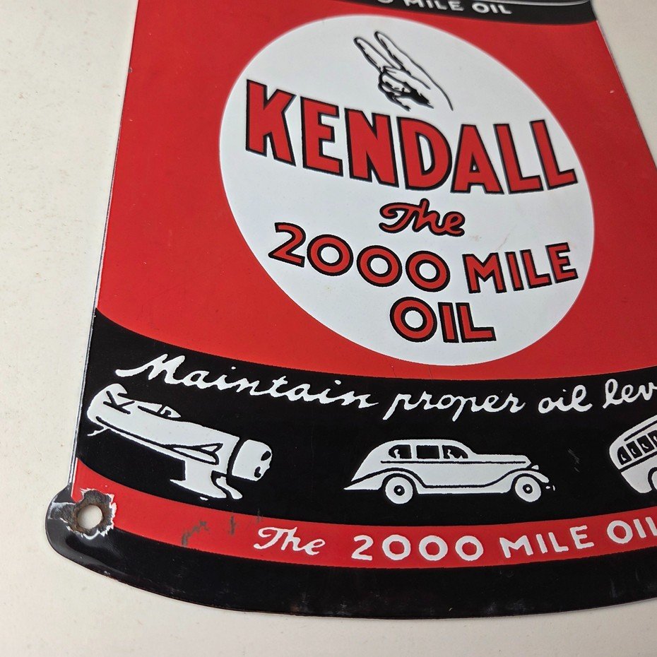 Vintage Kendall Motor Oil Sign - Motor Oil Bucket Quart Can Gas Porcelain Sign - Image 11