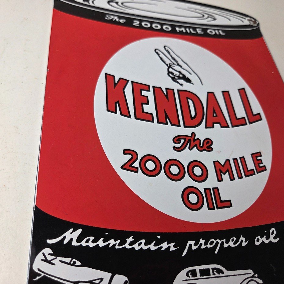 Vintage Kendall Motor Oil Sign - Motor Oil Bucket Quart Can Gas Porcelain Sign - Image 6