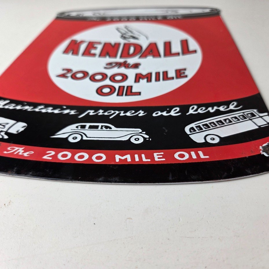 Vintage Kendall Motor Oil Sign - Motor Oil Bucket Quart Can Gas Porcelain Sign - Image 10