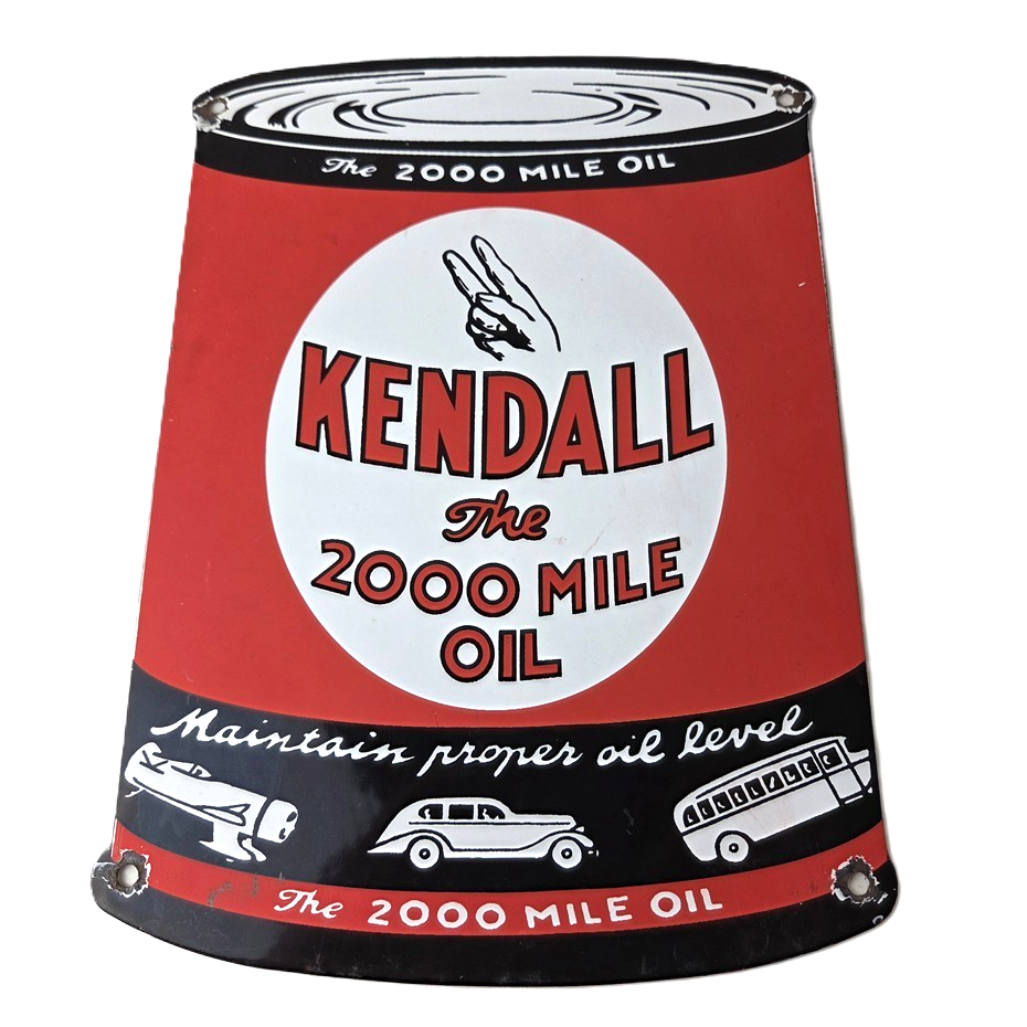 Vintage Kendall Motor Oil Sign - Motor Oil Bucket Quart Can Gas Porcelain Sign