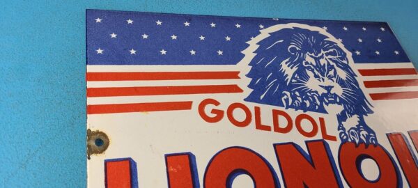 Vintage Lion Oil Sign Service Station Gas Pump Goldol Porcelain Sign 305751875570 4