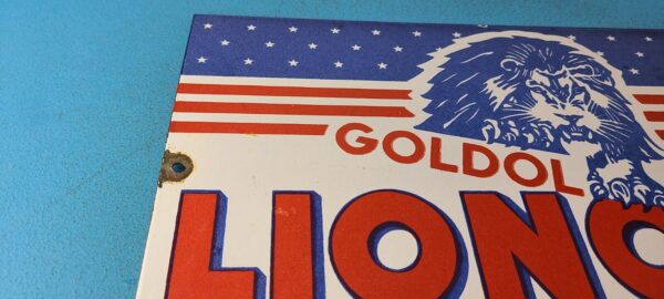 Vintage Lion Oil Sign Service Station Gas Pump Goldol Porcelain Sign 305751875570 5