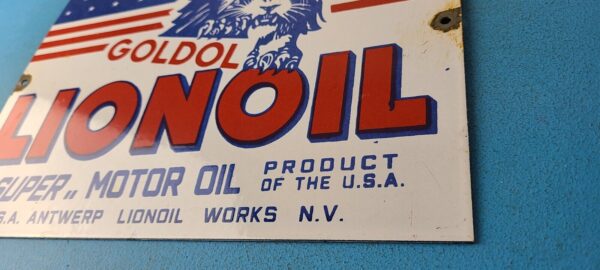 Vintage Lion Oil Sign Service Station Gas Pump Goldol Porcelain Sign 305751875570 9