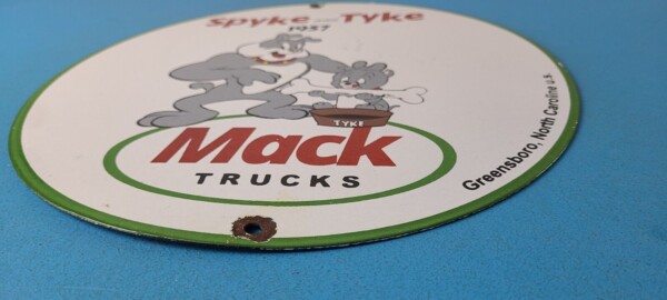 Vintage Mack Trucks Sign - Diesel Bulldogs Auto Gas Pump Porcelain Ad Sign - Image 11