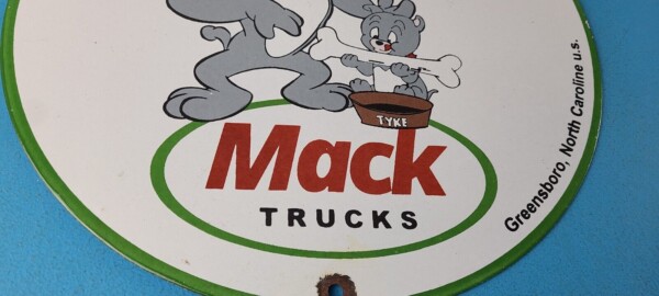 Vintage Mack Trucks Sign - Diesel Bulldogs Auto Gas Pump Porcelain Ad Sign - Image 7