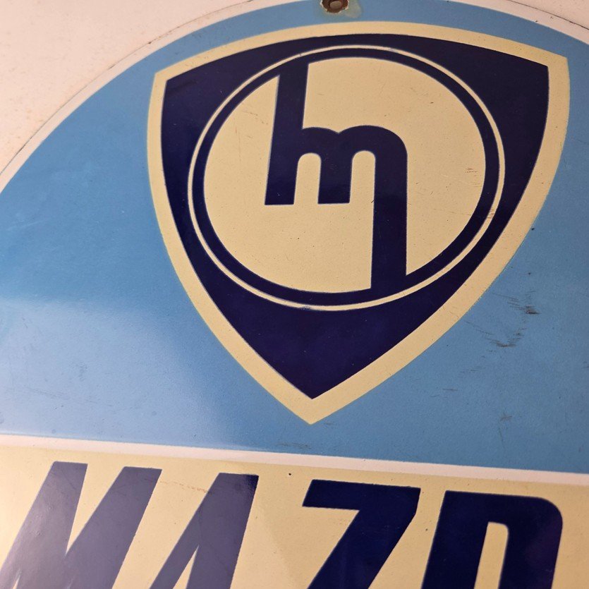 Vintage Mazda Porcelain Sign - Automobiles Mechanic Repair Shop Gas Pump Sign - Image 3