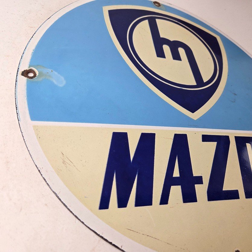 Vintage Mazda Porcelain Sign - Automobiles Mechanic Repair Shop Gas Pump Sign - Image 6