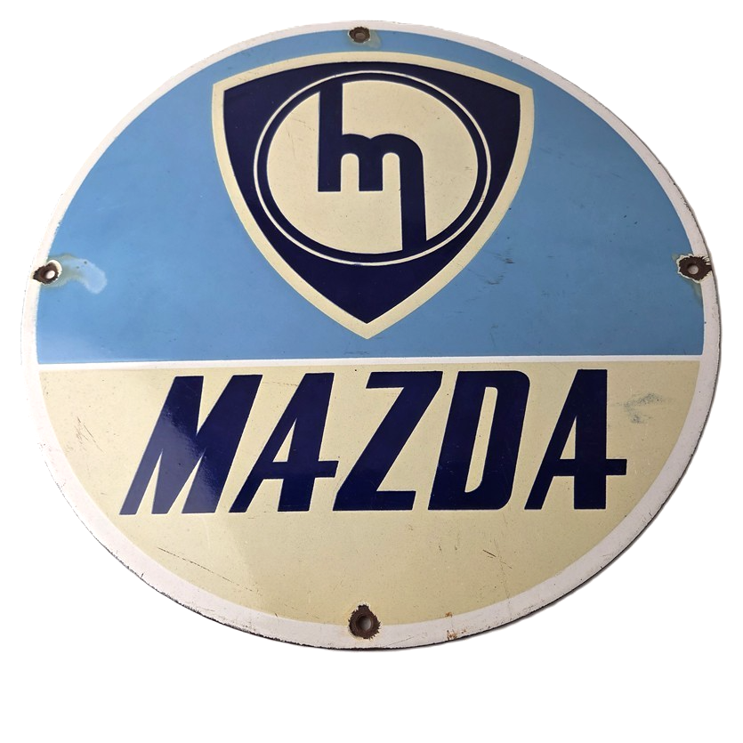 Vintage Mazda Porcelain Sign - Automobiles Mechanic Repair Shop Gas Pump Sign